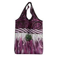 Pink Traditional Cloak Aotearoa Grocery Bag Maori Paua Shell Korowai Pattern LT14 - Polynesian Pride