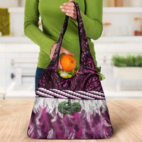 Pink Traditional Cloak Aotearoa Grocery Bag Maori Paua Shell Korowai Pattern LT14 - Polynesian Pride