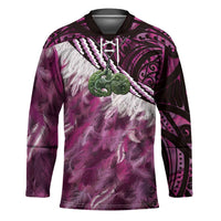 Pink Traditional Cloak Aotearoa Hockey Jersey Maori Paua Shell Korowai Pattern - Polynesian Pride