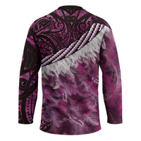 Pink Traditional Cloak Aotearoa Hockey Jersey Maori Paua Shell Korowai Pattern - Polynesian Pride