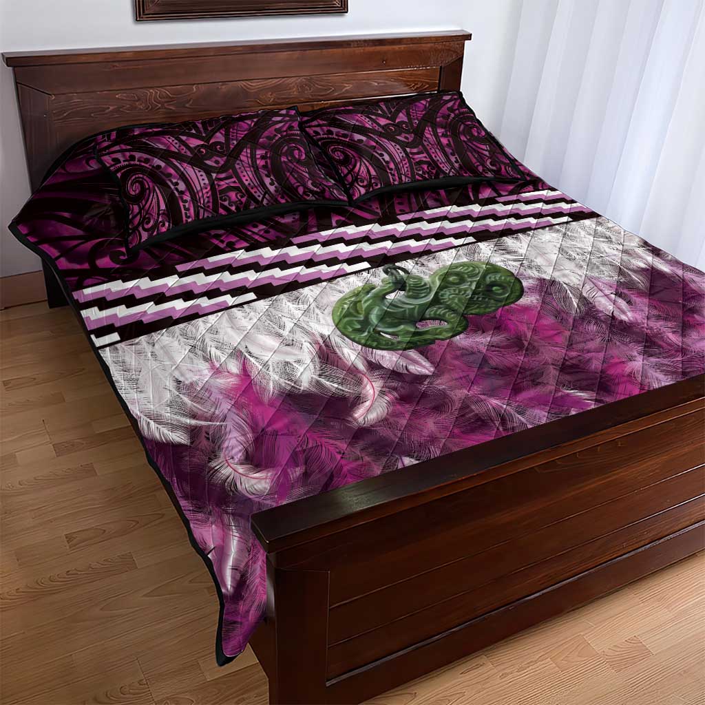 Pink Traditional Cloak Aotearoa Quilt Bed Set Maori Paua Shell Korowai Pattern LT14 - Polynesian Pride
