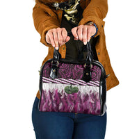 Pink Traditional Cloak Aotearoa Shoulder Handbag Maori Paua Shell Korowai Pattern LT14 One Size Pink - Polynesian Pride