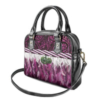 Pink Traditional Cloak Aotearoa Shoulder Handbag Maori Paua Shell Korowai Pattern LT14 - Polynesian Pride