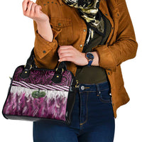 Pink Traditional Cloak Aotearoa Shoulder Handbag Maori Paua Shell Korowai Pattern LT14 - Polynesian Pride