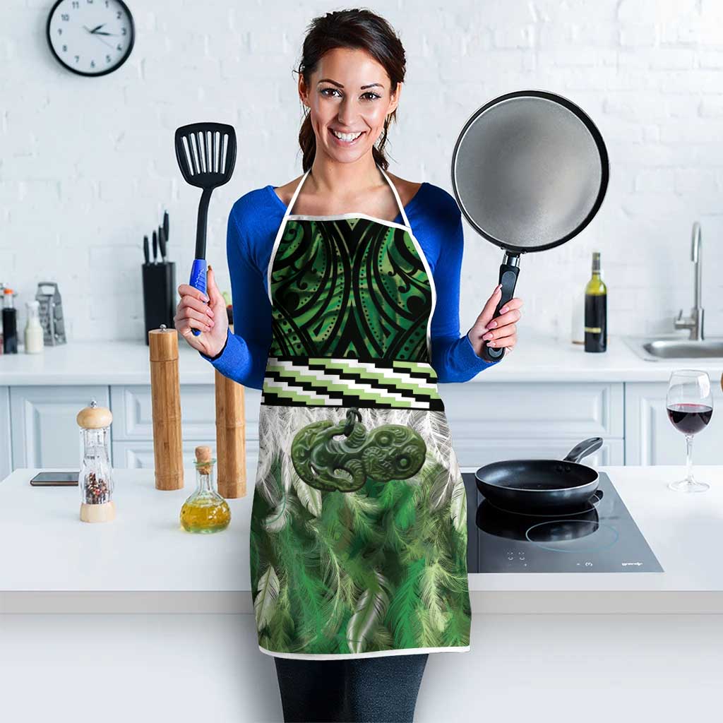 Green Traditional Cloak Aotearoa Apron Maori Paua Shell Korowai Pattern - Polynesian Pride