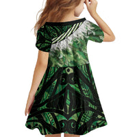Green Traditional Cloak Aotearoa Family Matching Mermaid Dress and Hawaiian Shirt Maori Paua Shell Korowai Pattern LT14 - Polynesian Pride