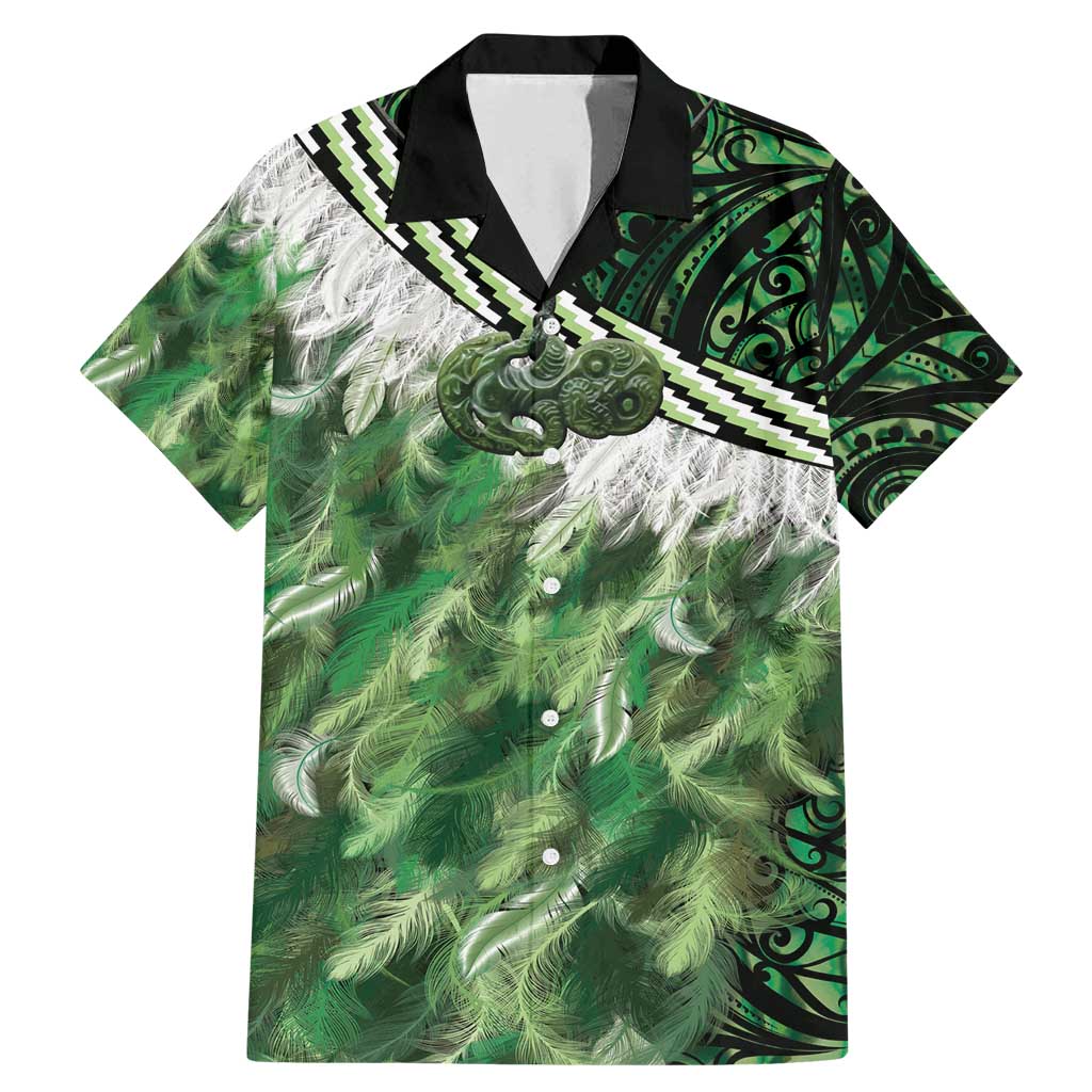 Green Traditional Cloak Aotearoa Family Matching Mermaid Dress and Hawaiian Shirt Maori Paua Shell Korowai Pattern LT14 Dad's Shirt - Short Sleeve Green - Polynesian Pride