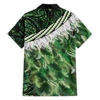 Green Traditional Cloak Aotearoa Family Matching Off Shoulder Maxi Dress and Hawaiian Shirt Maori Paua Shell Korowai Pattern LT14 - Polynesian Pride