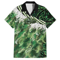 Green Traditional Cloak Aotearoa Family Matching Puletasi and Hawaiian Shirt Maori Paua Shell Korowai Pattern LT14 Dad's Shirt - Short Sleeve Green - Polynesian Pride