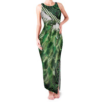 Green Traditional Cloak Aotearoa Family Matching Tank Maxi Dress and Hawaiian Shirt Maori Paua Shell Korowai Pattern LT14 Mom's Dress Green - Polynesian Pride