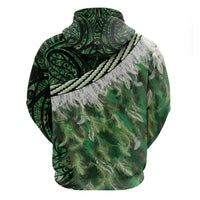 Green Traditional Cloak Aotearoa Hoodie Maori Paua Shell Korowai Pattern
