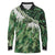 Green Traditional Cloak Aotearoa Long Sleeve Polo Shirt Maori Paua Shell Korowai Pattern