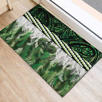 Green Traditional Cloak Aotearoa Rubber Doormat Maori Paua Shell Korowai Pattern LT14 - Polynesian Pride