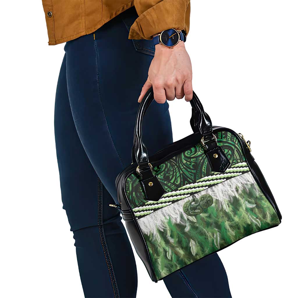 Green Traditional Cloak Aotearoa Shoulder Handbag Maori Paua Shell Korowai Pattern LT14 - Polynesian Pride