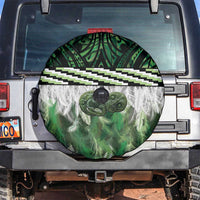 Green Traditional Cloak Aotearoa Spare Tire Cover Maori Paua Shell Korowai Pattern LT14 Green - Polynesian Pride