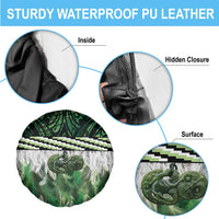 Green Traditional Cloak Aotearoa Spare Tire Cover Maori Paua Shell Korowai Pattern LT14 - Polynesian Pride