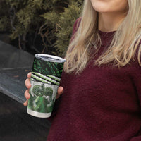 Green Traditional Cloak Aotearoa Tumbler Cup Maori Paua Shell Korowai Pattern