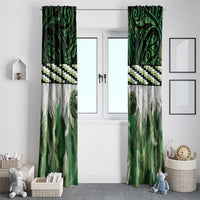 Green Traditional Cloak Aotearoa Window Curtain Maori Paua Shell Korowai Pattern LT14 - Polynesian Pride
