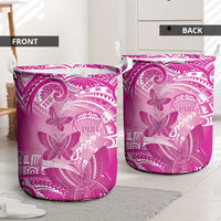 Polynesia Breast Cancer Awareness Laundry Basket Think Pink Ribbon Polynesian Butterflies