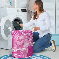 Polynesia Breast Cancer Awareness Laundry Basket Think Pink Ribbon Polynesian Butterflies