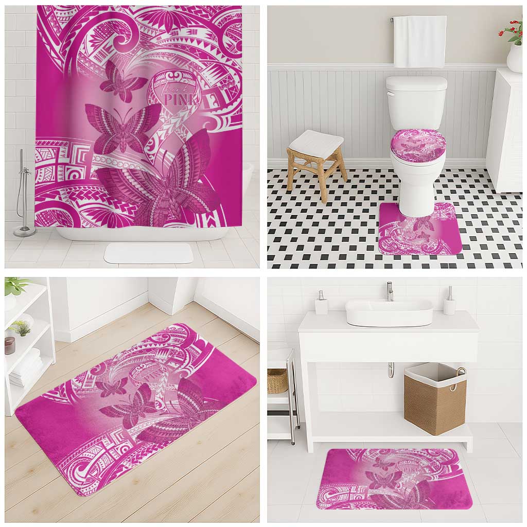 Polynesia Breast Cancer Awareness Bathroom Set Think Pink Ribbon Polynesian Butterflies