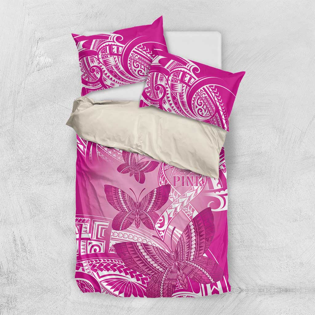 Polynesia Breast Cancer Awareness Bedding Set Think Pink Ribbon Polynesian Butterflies