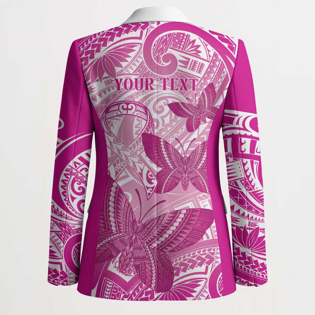 Personalised Polynesia Breast Cancer Awareness Blazer Think Pink Ribbon Polynesian Butterflies