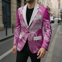 Personalised Polynesia Breast Cancer Awareness Blazer Think Pink Ribbon Polynesian Butterflies