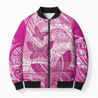 Personalised Polynesia Breast Cancer Awareness Bomber Puffer Jacket Think Pink Ribbon Polynesian Butterflies