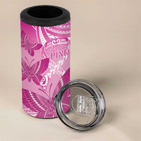 Personalised Polynesia Breast Cancer Awareness 4 in 1 Can Cooler Tumbler Think Pink Ribbon Polynesian Butterflies