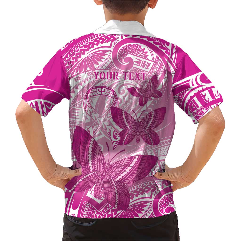 Personalised Polynesia Breast Cancer Awareness Family Matching Mermaid Dress and Hawaiian Shirt Think Pink Ribbon Polynesian Butterflies LT14 - Polynesian Pride