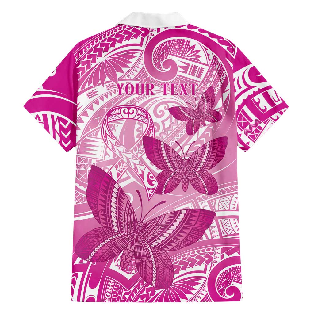 Personalised Polynesia Breast Cancer Awareness Family Matching Off Shoulder Maxi Dress and Hawaiian Shirt Think Pink Ribbon Polynesian Butterflies LT14 - Polynesian Pride