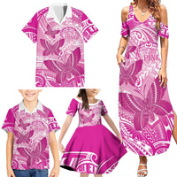 Personalised Polynesia Breast Cancer Awareness Family Matching Summer Maxi Dress and Hawaiian Shirt Think Pink Ribbon Polynesian Butterflies LT14 - Polynesian Pride