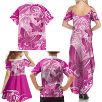 Personalised Polynesia Breast Cancer Awareness Family Matching Summer Maxi Dress and Hawaiian Shirt Think Pink Ribbon Polynesian Butterflies LT14 - Polynesian Pride