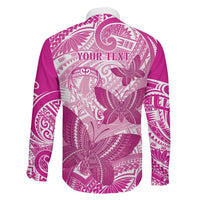 Personalised Polynesia Breast Cancer Awareness Family Matching Tank Maxi Dress and Hawaiian Shirt Think Pink Ribbon Polynesian Butterflies LT14 - Polynesian Pride