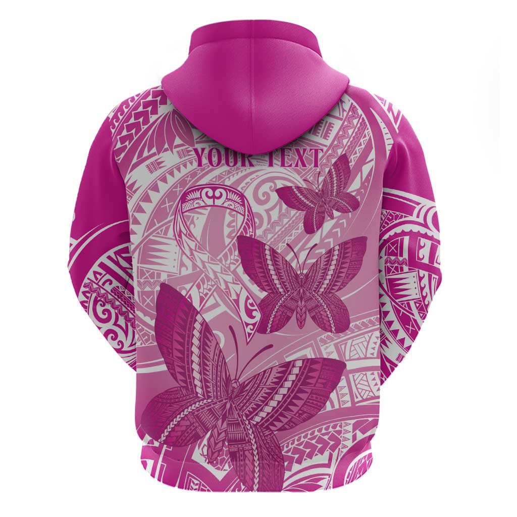 Personalised Polynesia Breast Cancer Awareness Hoodie Think Pink Ribbon Polynesian Butterflies