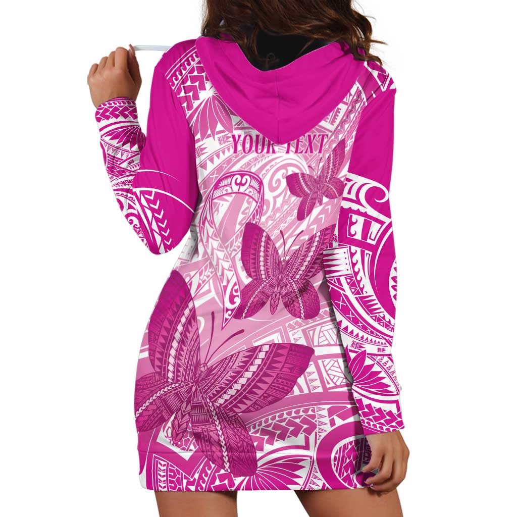Personalised Polynesia Breast Cancer Awareness Hoodie Dress Think Pink Ribbon Polynesian Butterflies LT14 - Polynesian Pride