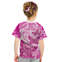 Personalised Polynesia Breast Cancer Awareness Kid T Shirt Think Pink Ribbon Polynesian Butterflies LT14 - Polynesian Pride