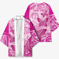 Personalised Polynesia Breast Cancer Awareness Kimono Think Pink Ribbon Polynesian Butterflies