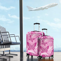 Polynesia Breast Cancer Awareness Luggage Cover Think Pink Ribbon Polynesian Butterflies