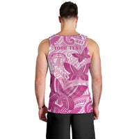 Personalised Polynesia Breast Cancer Awareness Men Tank Top Think Pink Ribbon Polynesian Butterflies