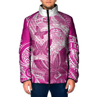 Personalised Polynesia Breast Cancer Awareness Padded Jacket Think Pink Ribbon Polynesian Butterflies LT14 Men Pink - Polynesian Pride