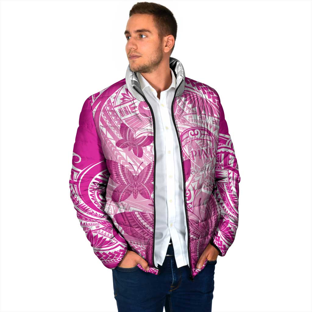 Personalised Polynesia Breast Cancer Awareness Padded Jacket Think Pink Ribbon Polynesian Butterflies LT14 - Polynesian Pride