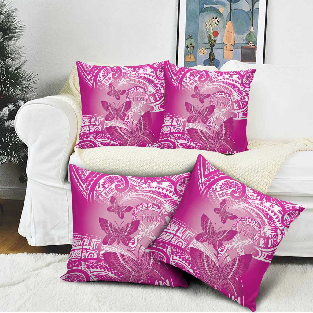 Polynesia Breast Cancer Awareness Pillow Cover Think Pink Ribbon Polynesian Butterflies