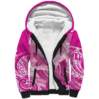 Personalised Polynesia Breast Cancer Awareness Sherpa Hoodie Think Pink Ribbon Polynesian Butterflies