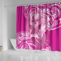 Polynesia Breast Cancer Awareness Shower Curtain Think Pink Ribbon Polynesian Butterflies