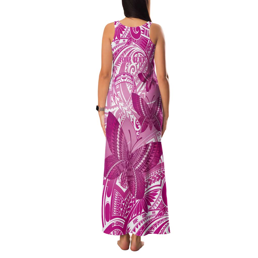 Personalised Polynesia Breast Cancer Awareness Tank Maxi Dress Think Pink Ribbon Polynesian Butterflies