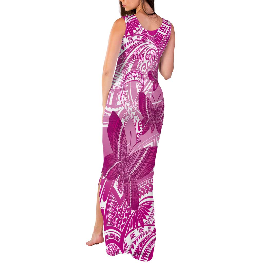 Personalised Polynesia Breast Cancer Awareness Tank Maxi Dress Think Pink Ribbon Polynesian Butterflies