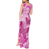 Personalised Polynesia Breast Cancer Awareness Tank Maxi Dress Think Pink Ribbon Polynesian Butterflies