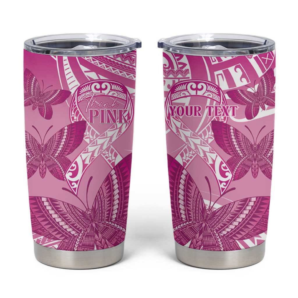 Personalised Polynesia Breast Cancer Awareness Tumbler Cup Think Pink Ribbon Polynesian Butterflies LT14 Pink - Polynesian Pride